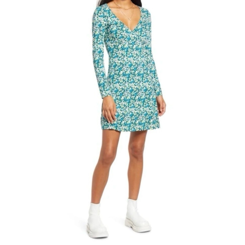 NWT Nordstrom BP Green Moss Hannah Kate Long Sleeve Fit & Flare Dress - Picture 2 of 8